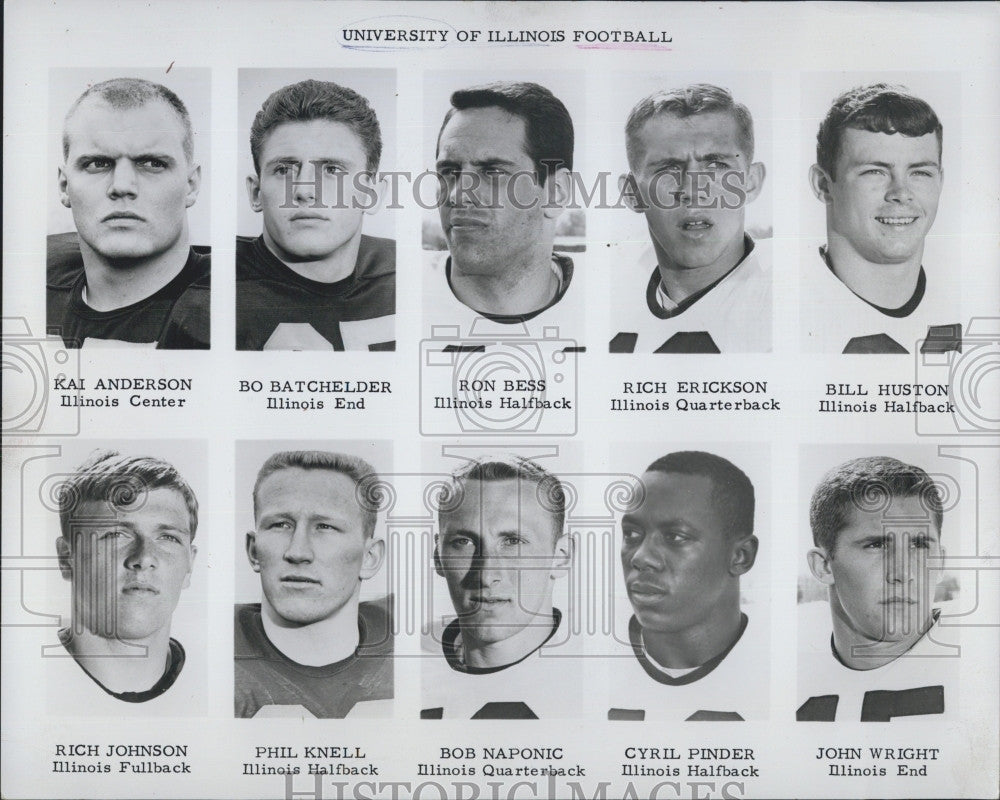 1967 Press Photo U of Ill football,Anderson,Batchelder,Bess,Erickson, Huston - Historic Images