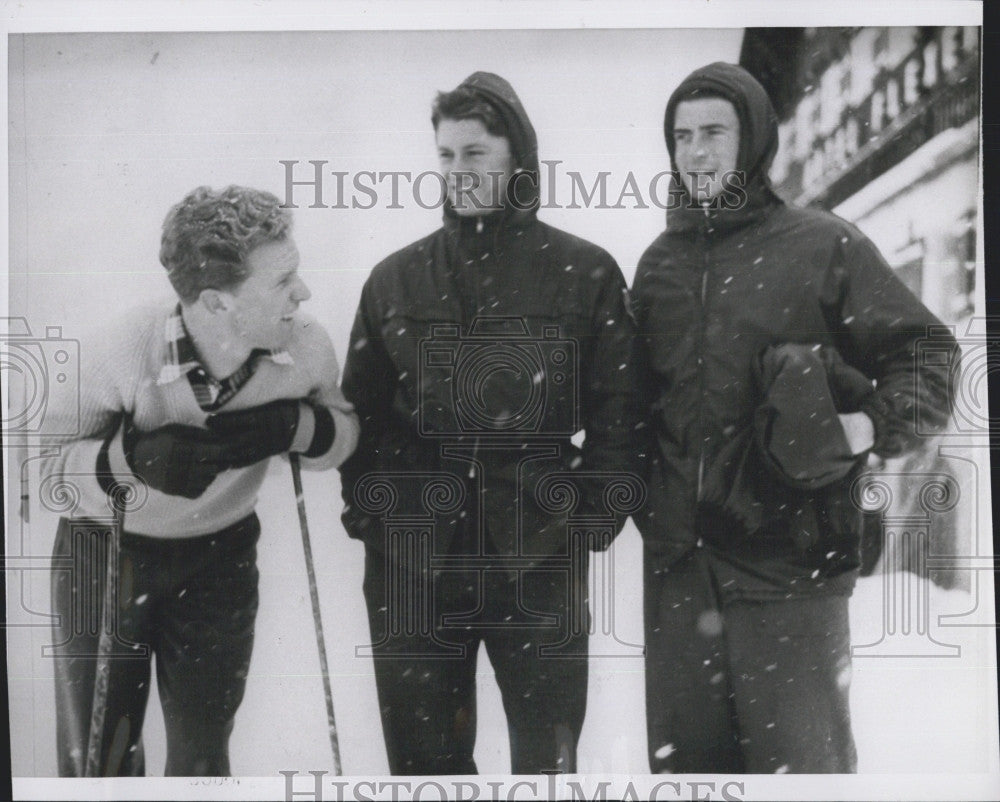 1955 Press Photo US Olympic skier R Miller &amp; L Streeter, German H Lanig - Historic Images