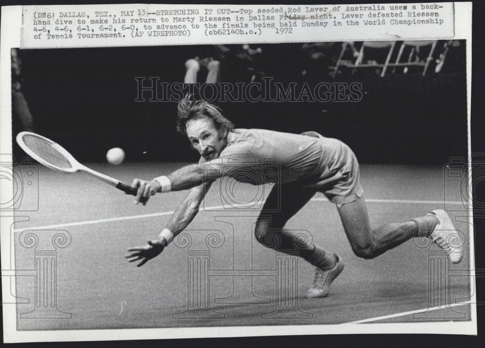 1972 Press Photo Rod Laver Plays Marty Reissen in Dallas Tennis Game - Historic Images