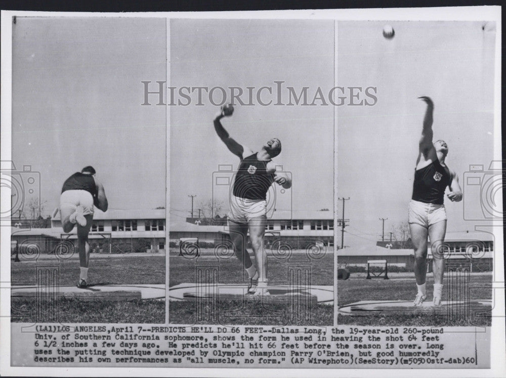 1960 Press Photo Dallas Long Winning Shot Putter - Historic Images