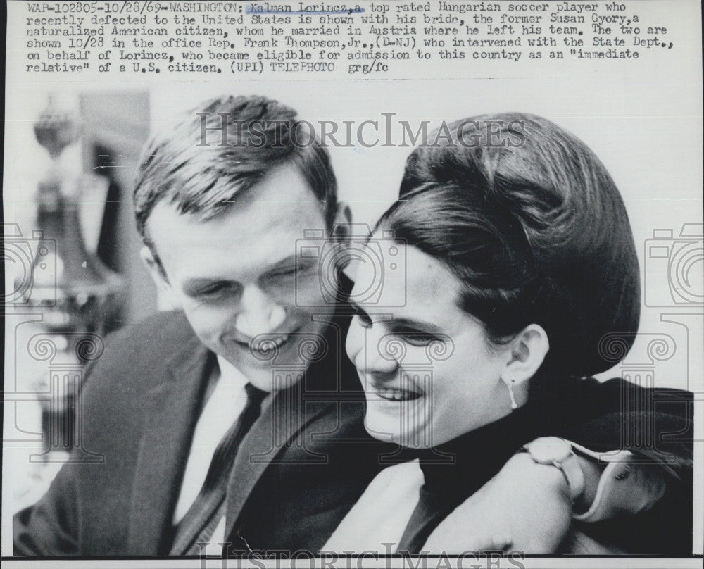 1969 Press Photo Kalman Lorincz, Soccer Player With Wife, Susan Gyory - Historic Images