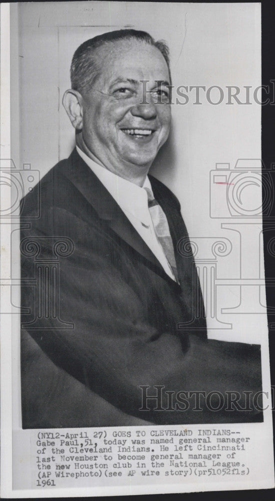 1961 Press Photo Gabe Paul, General Manager Cleveland Indians - Historic Images