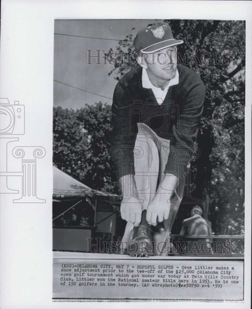 1959 Press Photo Gene Littler prior to tee-off - Historic Images