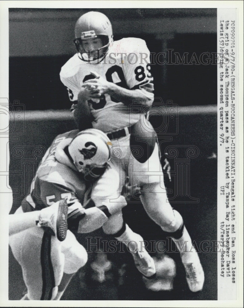 Bengals Tight End Dan Ross David Lewis of Tampa Bay 1980 Vintage Press  Photo Print - Historic Images