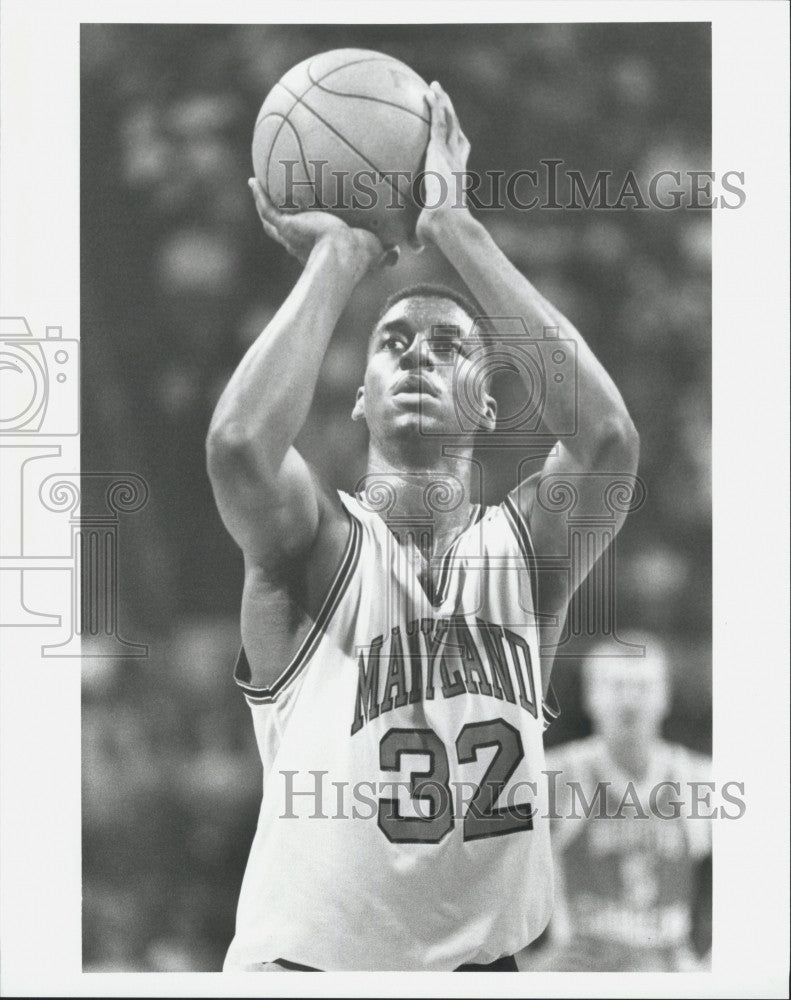 1990 Press Photo  Basketball&#39;s Jerrod Mustaf, So. Maryland - Historic Images