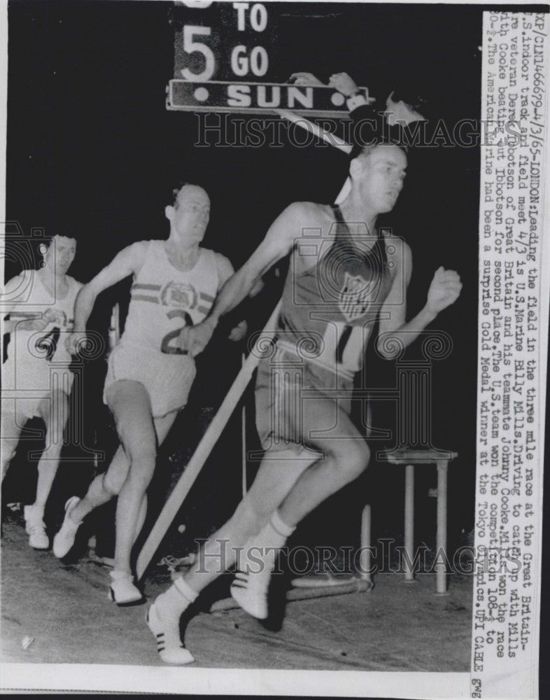 1965 Press Photo Billy Mills, U.S. Marines, at Great Britain-U.S. Indoor Meet - Historic Images