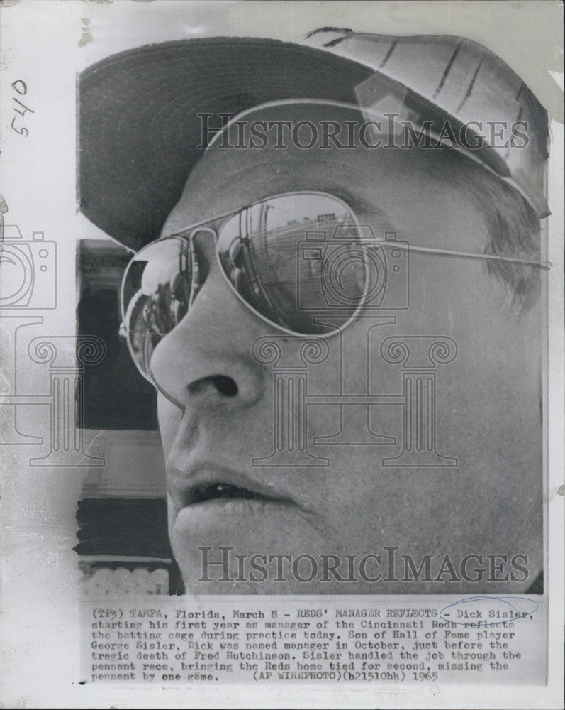 1965 Press Photo Dick Sisler, manager of the Cincinnati Reds - Historic Images