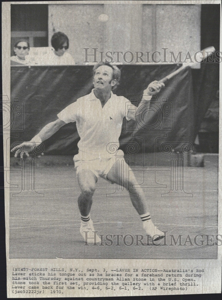 1970 Press Photo Rod Laver vs Allan Stone in U.S. Open - Historic Images