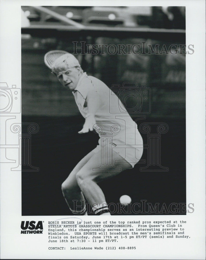 1989 Press Photo Boris Becker at the Stella Artois Grasscourt Championships - Historic Images