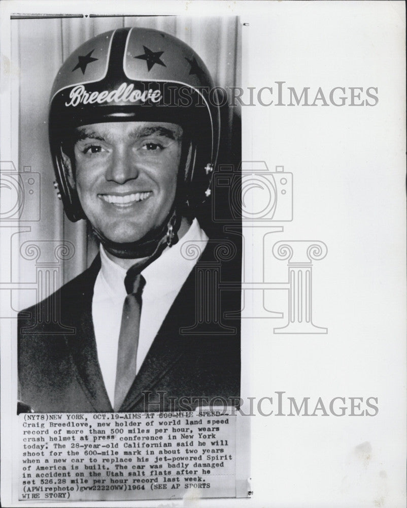 1964 Press Photo Craig Breedlove. - Historic Images