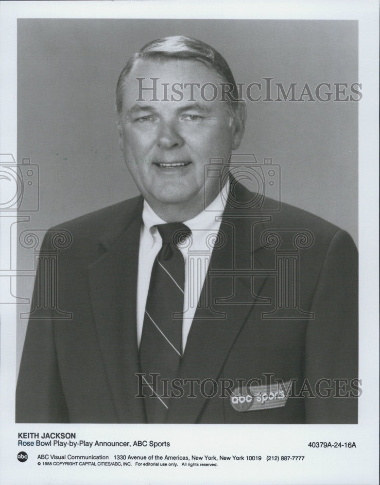 1988 Press Photo ABC Sportscaster Keith Jackson - Historic Images