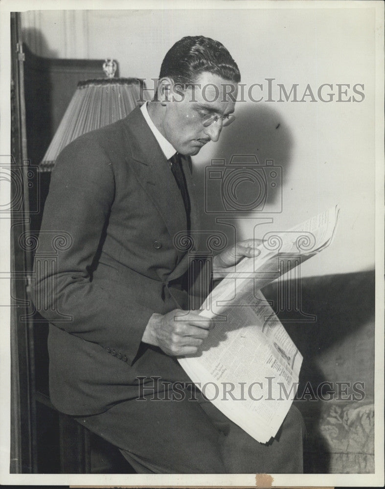 1928 Press Photo Capt. Frank Courtney, commander of Europe-American Expedition - Historic Images