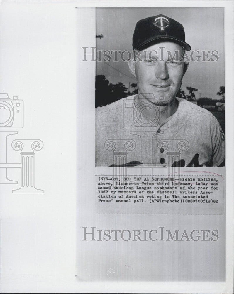 1962 Press Photo Richie Rollins Minnesota Twins AmericanLeague sophomore of year - Historic Images