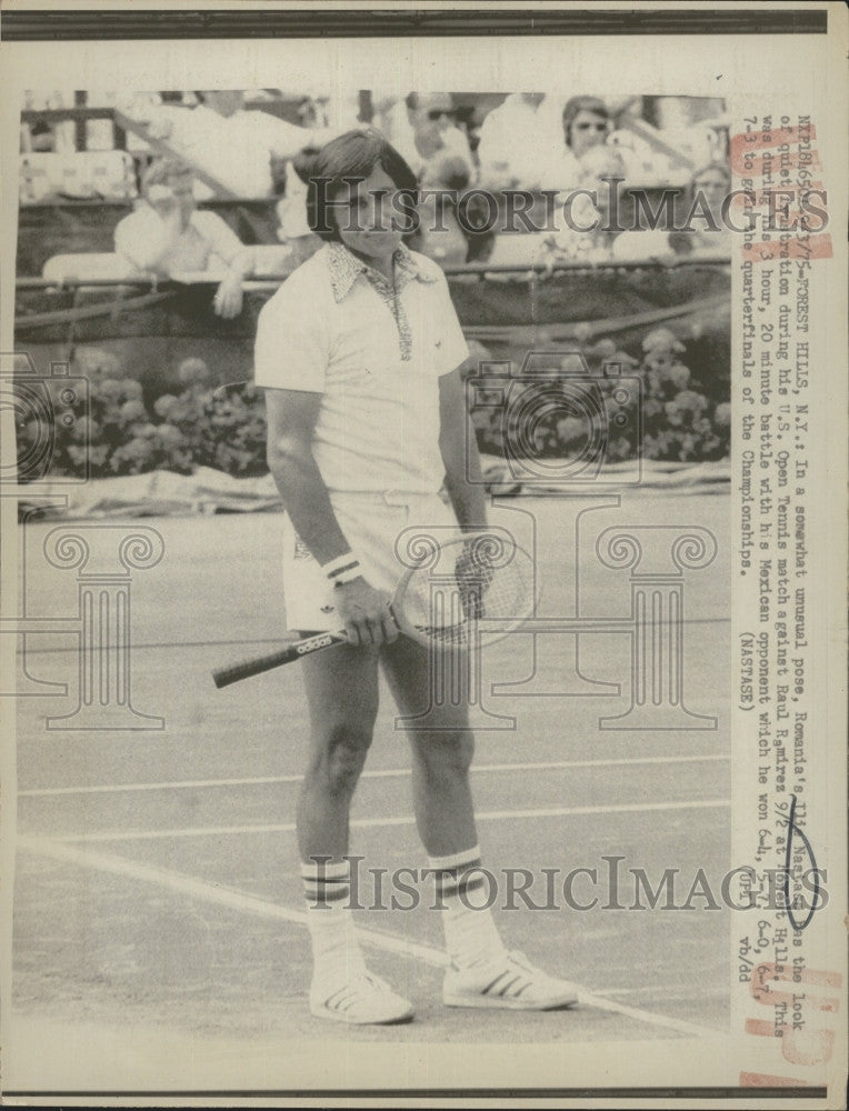 1975 Press Photo Romania&#39;s Ilis Nastase US Open Tennis - Historic Images