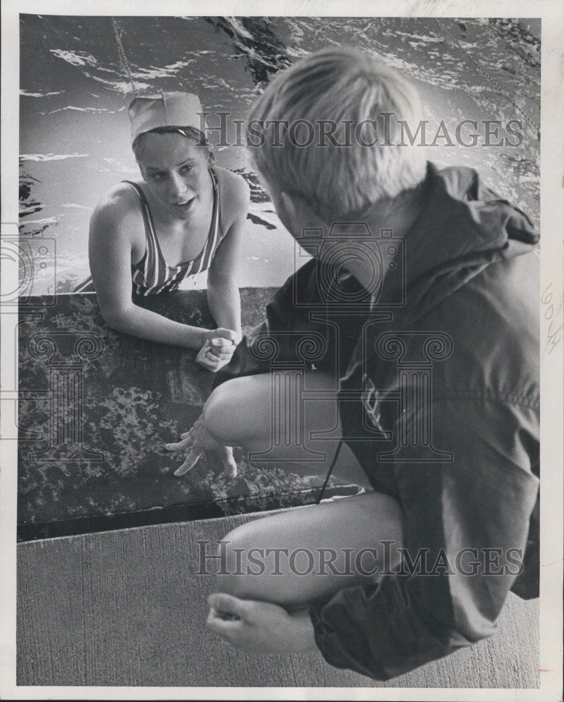1968 Press Photo Swimmer Catie Ball Set World Record At Olympic Trials - Historic Images