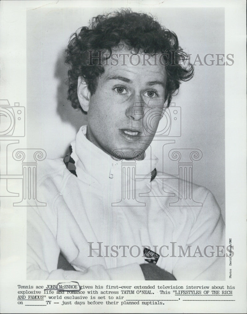 1986 Press Photo Tennis Player John McEnroe TV Show Lifestyles Of Rich &amp; Famous - Historic Images