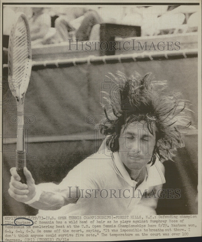 1973 Press Photo Ilie Nastase at US Open Tennis Championships - Historic Images