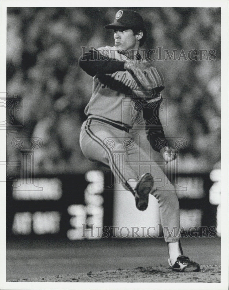 1987 Press Photo Milwaukee Brewers, pitcher Juan Nieves - Historic Images