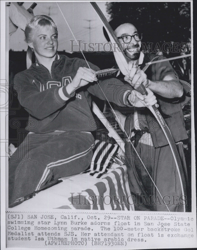 1960 Press Photo Olympic swimming star, Lynn Burke &amp; Isa Uthman - Historic Images