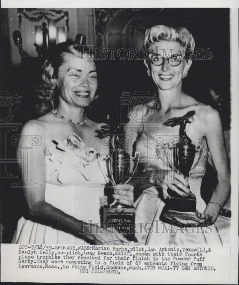 1959 Press Photo Marian Burke, pilot &amp; Evelyn Kelly co pilot - Historic Images