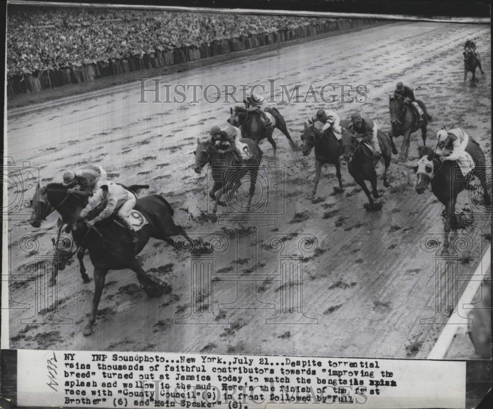 1956 Press Photo Horse Racing County Council Full Brother Main Speaker - Historic Images