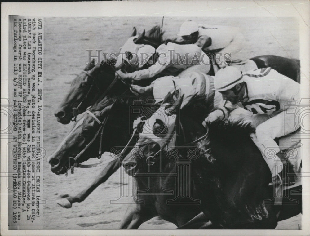 1965 Press Photo Horse Racing Lenni Indian Jockey Buck Thornburg Atlantic City - Historic Images