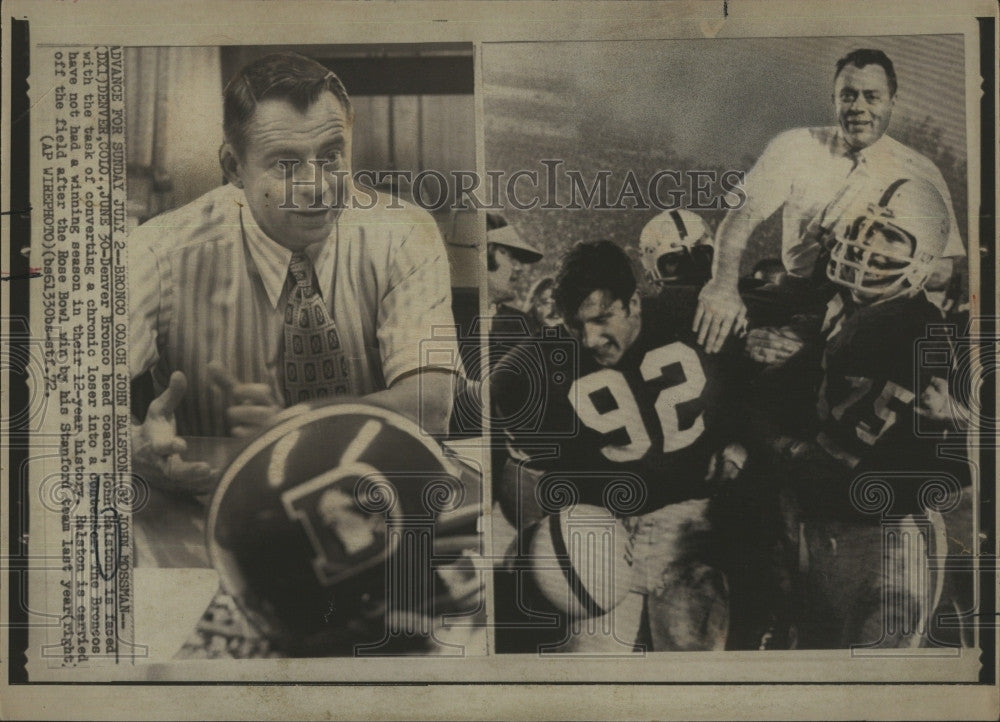 1972 Press Photo John Halston, Head Coach for the Denver Broncos - Historic Images