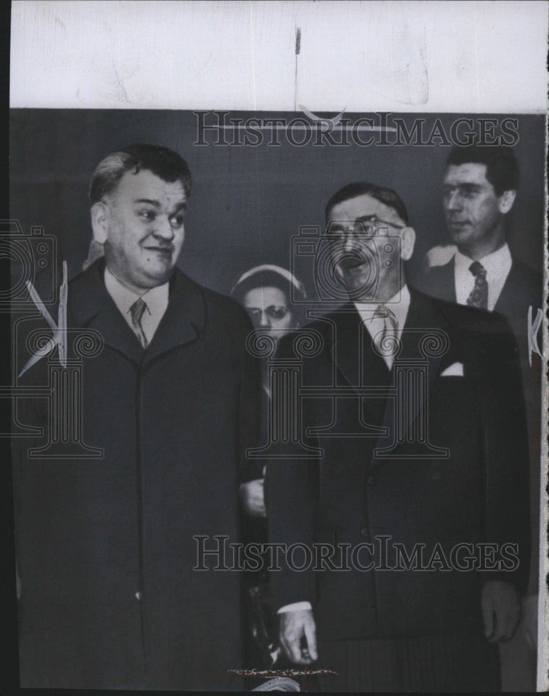 1956 Press Photo European Council, F Dehoussse,Leo Figl and Guy Moll - Historic Images