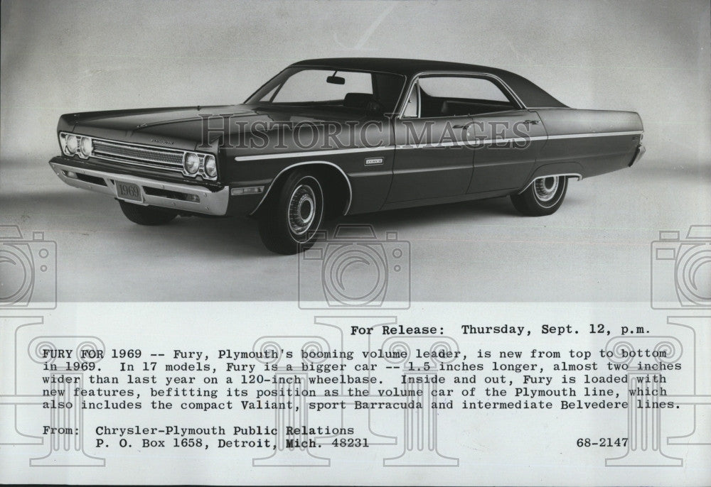 1968 Press Photo The 1969 Plymouth Fury - Historic Images