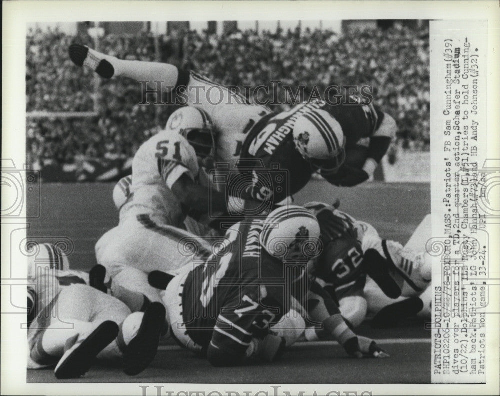 1978 Press Photo Patriots FB Sam Cunningham vs Dolphins - Historic Images