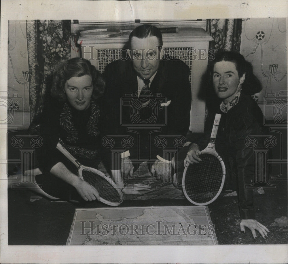 1947 Press Photo PAiline Betz, Sarah Palfey Cooke, US Tennis & E Cooke - Historic Images
