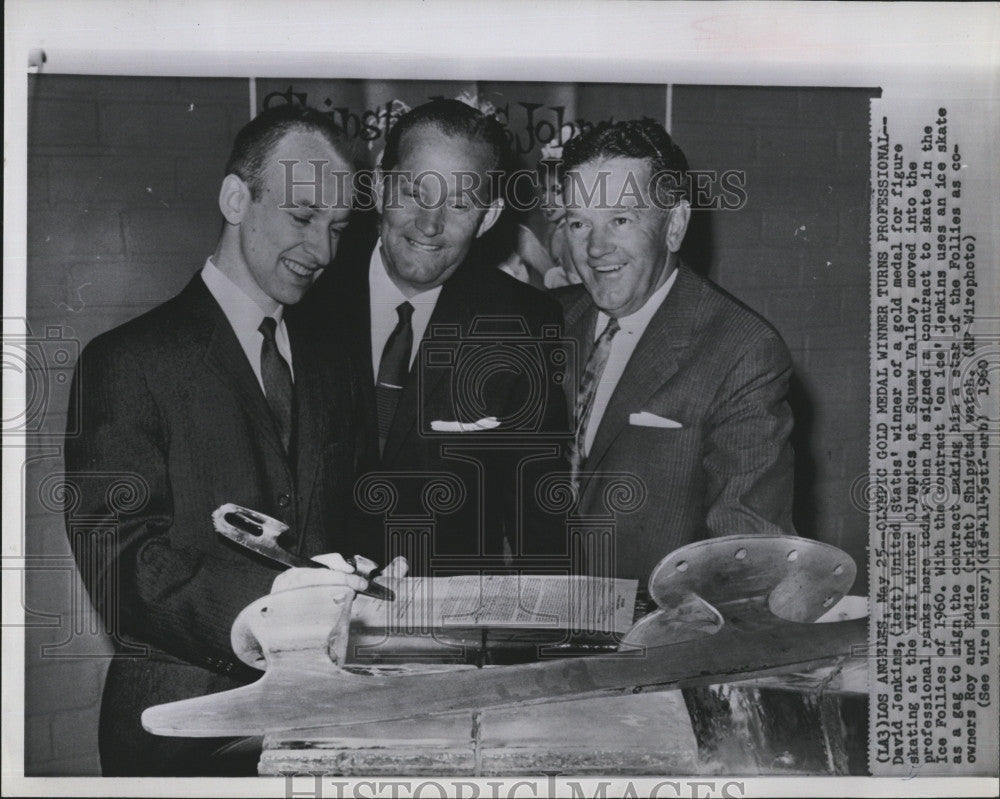 1960 Press Photo Sakter David Jenkins signs with Ice Follies - Historic Images