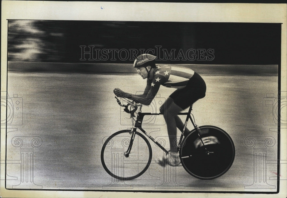 1990 Press Photo Cyclist, Matt Johnson impressing Natl coaches - Historic Images