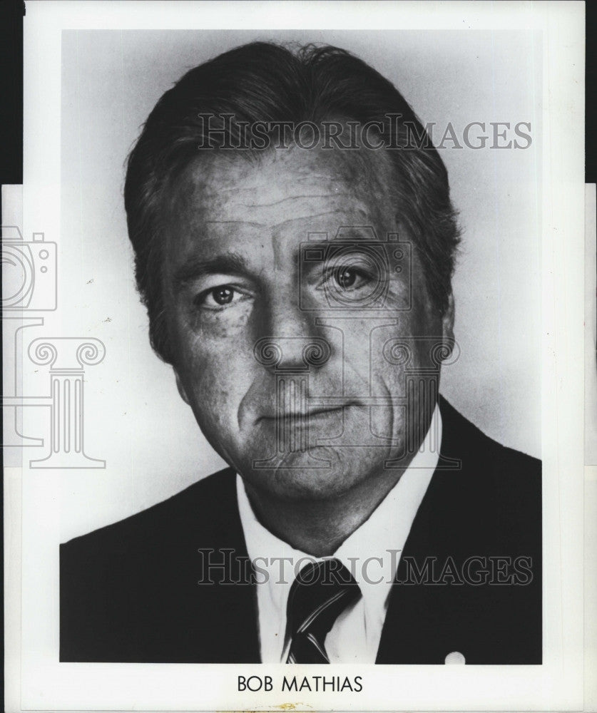 1984 Press Photo Bob Mathias, exec dir. Natl Fitness Foundation - Historic Images