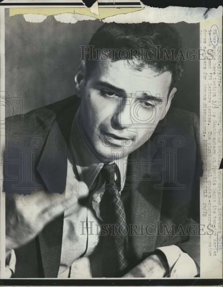 1971 Press Photo crusader for consumer interest Ralph Nader - Historic Images