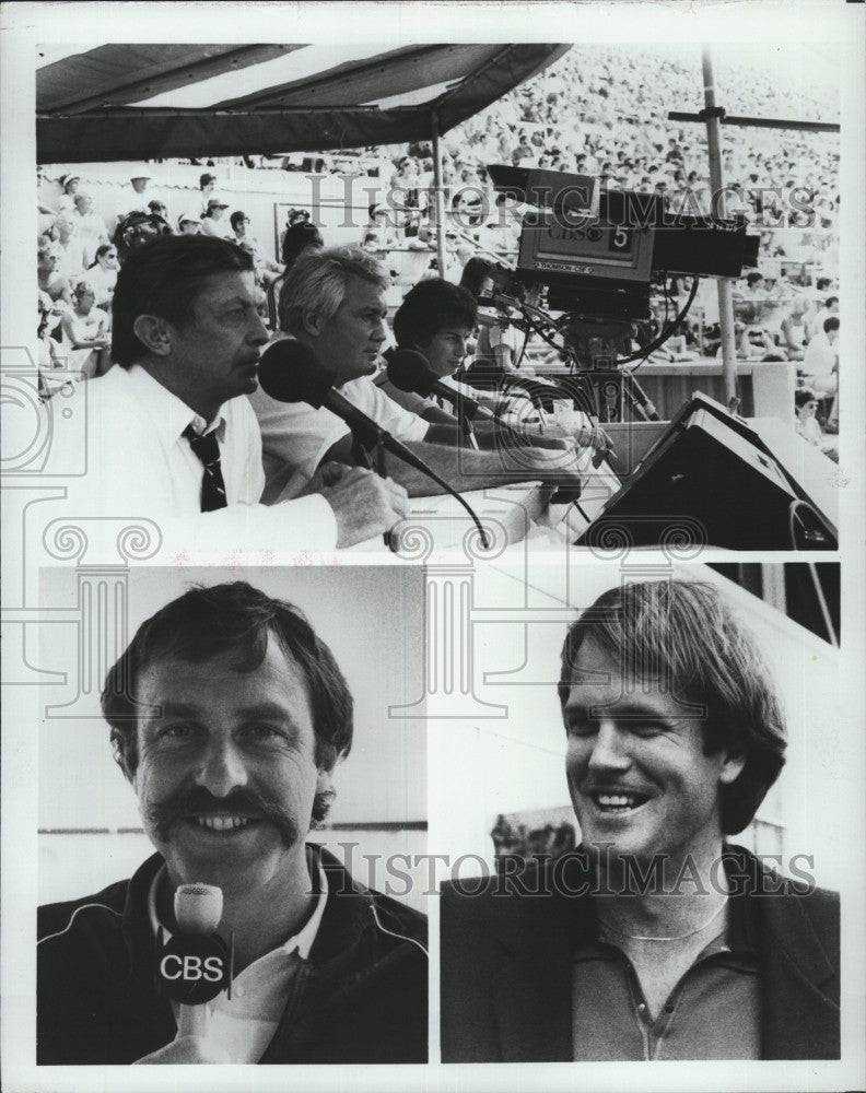 1982 Press Photo Tony Trabert, Pat Summerall, Virginia Wade, and John Tesh - Historic Images