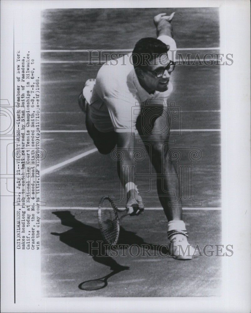 1968 Press Photo Clark Graebner at National Clay Court Tennis Championships - Historic Images