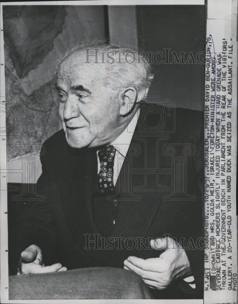 1957 Press Photo David Ben-Gurion, former Israeli Prime Minister. - Historic Images