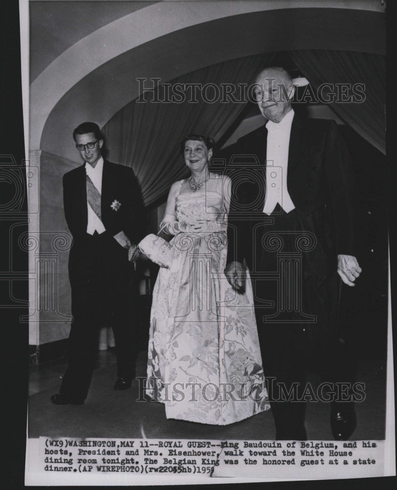 1959 Press Photo King Baudouin of Belgium, Pres. and Mrs. Eisenhower - Historic Images