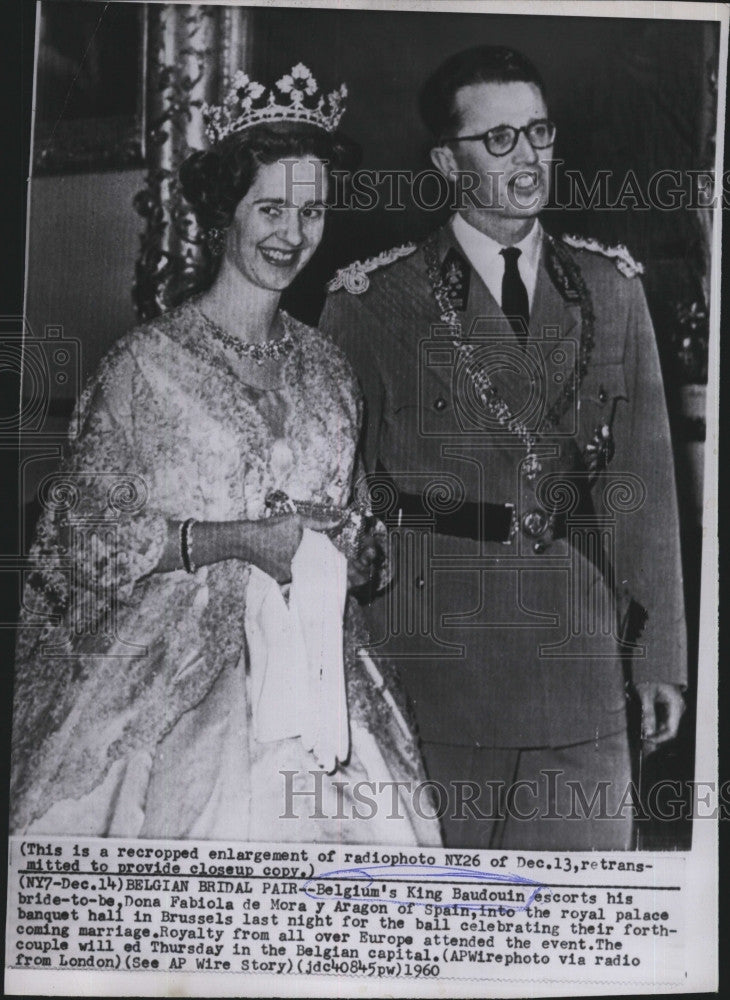 1960 Press Photo Belgium King Baudouin and fiancee Dona Fabiola deMora y Aragon - Historic Images