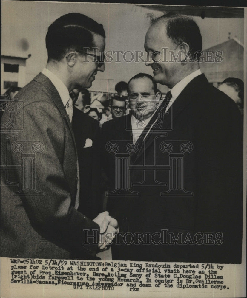 1959 Press Photo King Bag Baudouin of Belgium and U.S. State Sec.Douglas Dillon. - Historic Images