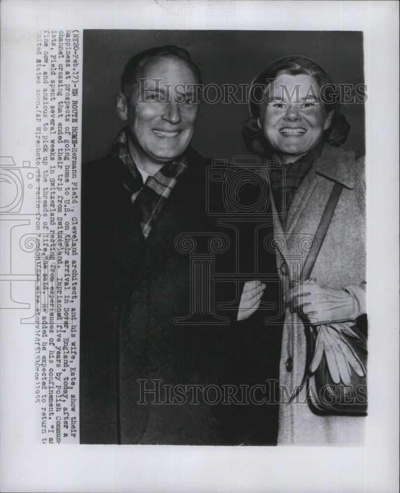 1955 Press Photo Mr &amp; Mrs Herman Field Cleveland Architect - Historic Images