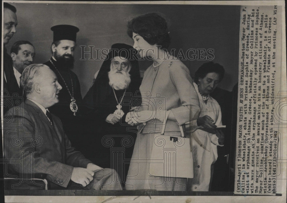 1962 Press Photo Boston Mayor J Collins &amp; Princess Sophie of Greece - Historic Images