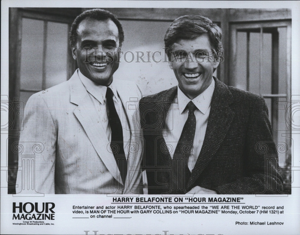 Press Photo  Harry Belafonte on &quot;Hour Magazine&quot; with Gary Collins - Historic Images