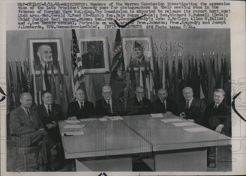 1964 Press Photo Ford Boggs Russell Warren Cooper McCloy Dulles in Meeting - Historic Images