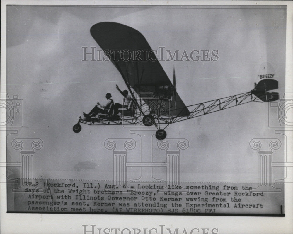 1965 Press Photo Experimental Aircraft Assoc Illinois Gov Otto Kerner waving - Historic Images