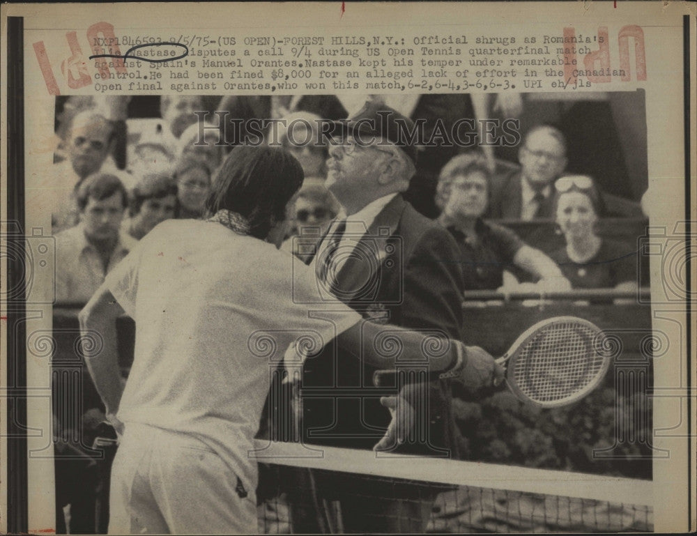 1975 Press Photo Romania Tennis Player Illie Nastase US Open Tennis Quarterfinal - Historic Images