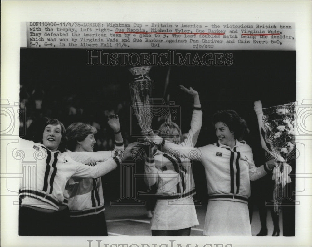 1978 Press Photo Doubles winners Sue Mappin &amp; Michele Tyler,Sue Barker,V Wade - Historic Images