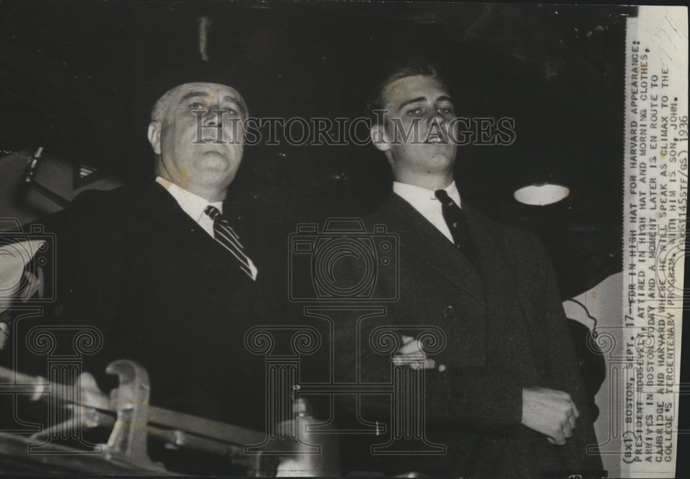 1936 Press Photo President Roosevelt &amp; son John - Historic Images