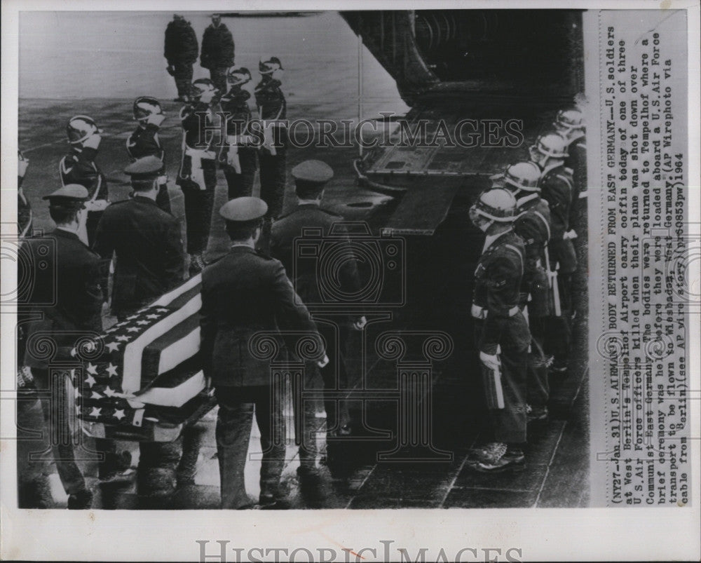 1964 Press Photo US Air Officer killed plane shot down by Communist Coffin - Historic Images